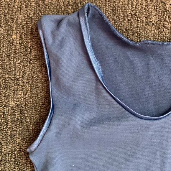 Semi-Sheer Seamless Body Shell Dance Tank Top. Slate Blue O/S New - Picture 4 of 5